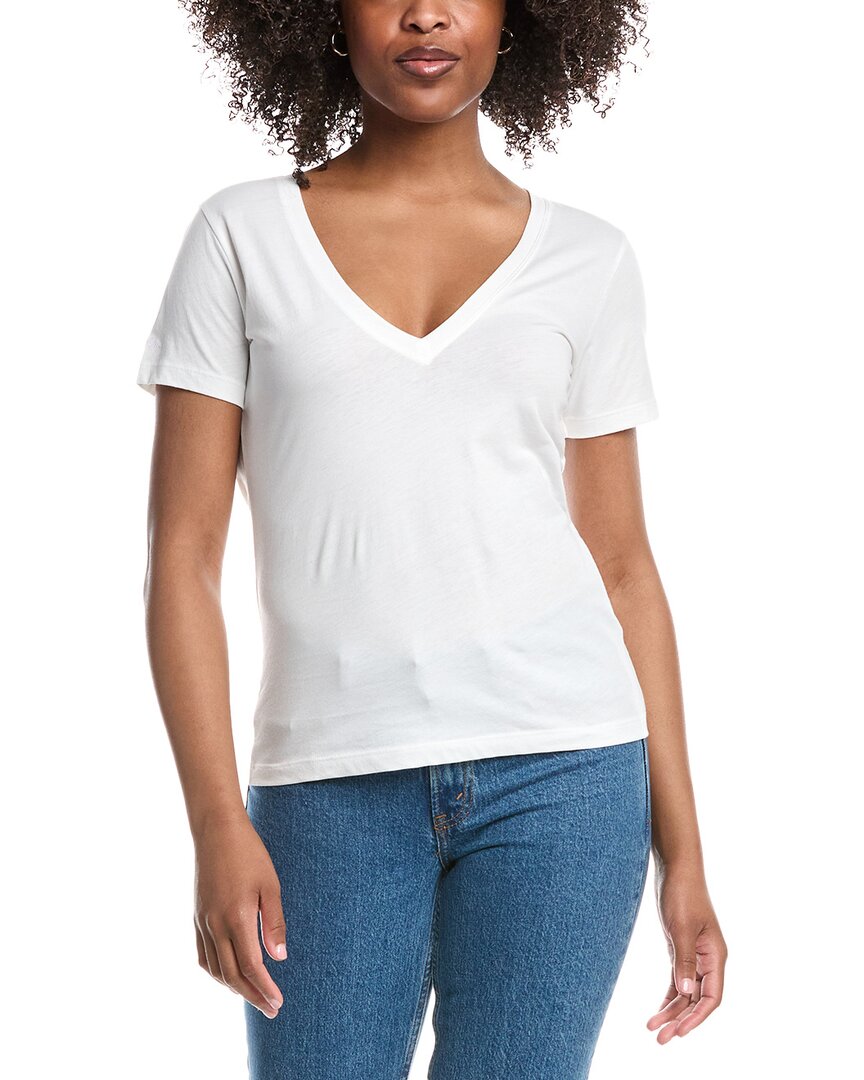 7 For All Mankind Easy V-neck T-shirt In White