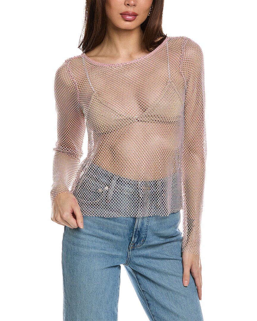 Shop Free People Low Back Fishnet Top In Pink