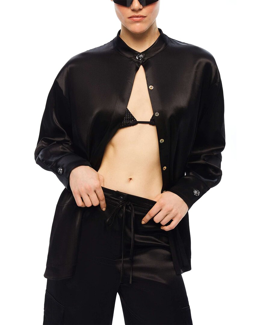 NOCTURNE NOCTURNE MANDARIN COLLAR FLOWY SHIRT 