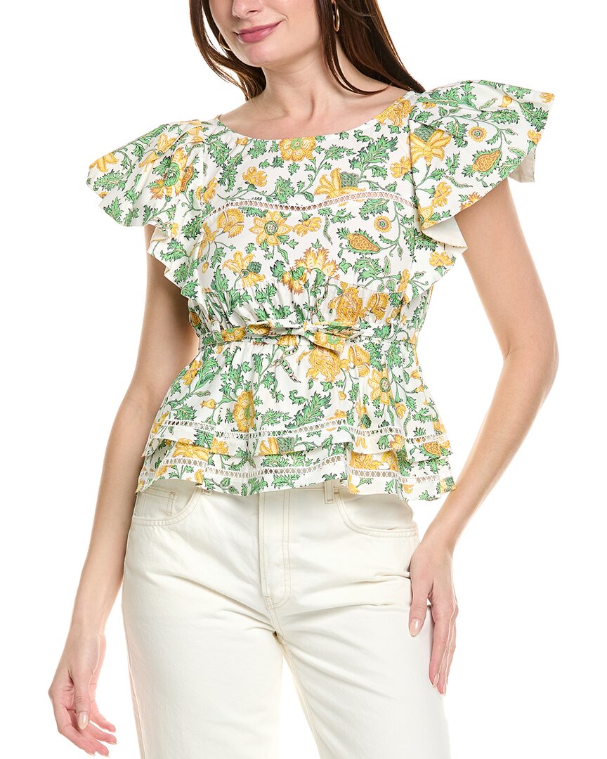 Derek Lam 10 Crosby Delphine Ruffle Blouse In Yellow