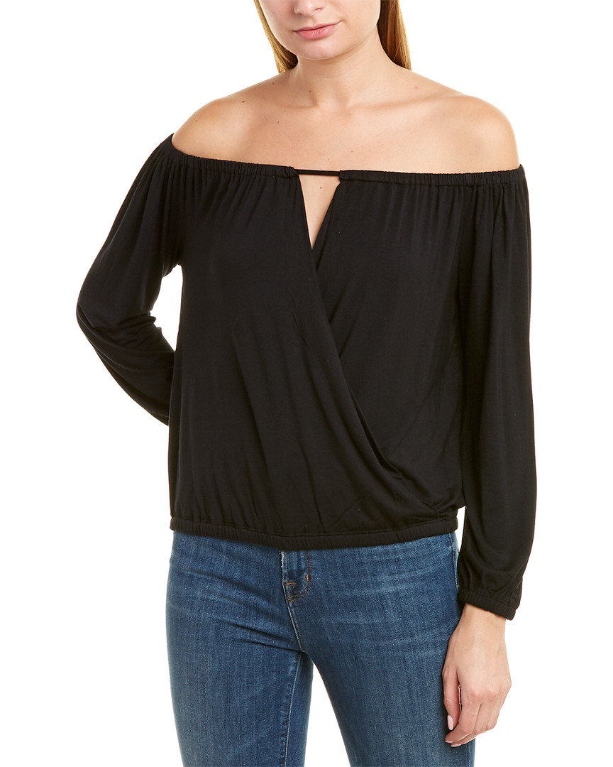 Image of Krisa Off-Shoulder Surplice Top