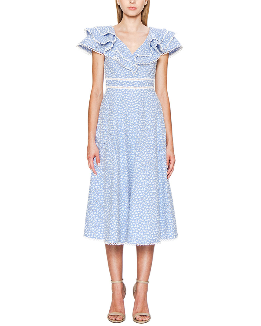 Image of Champagne & Strawberry Caps Sleeve V Neck Ruffle Dress