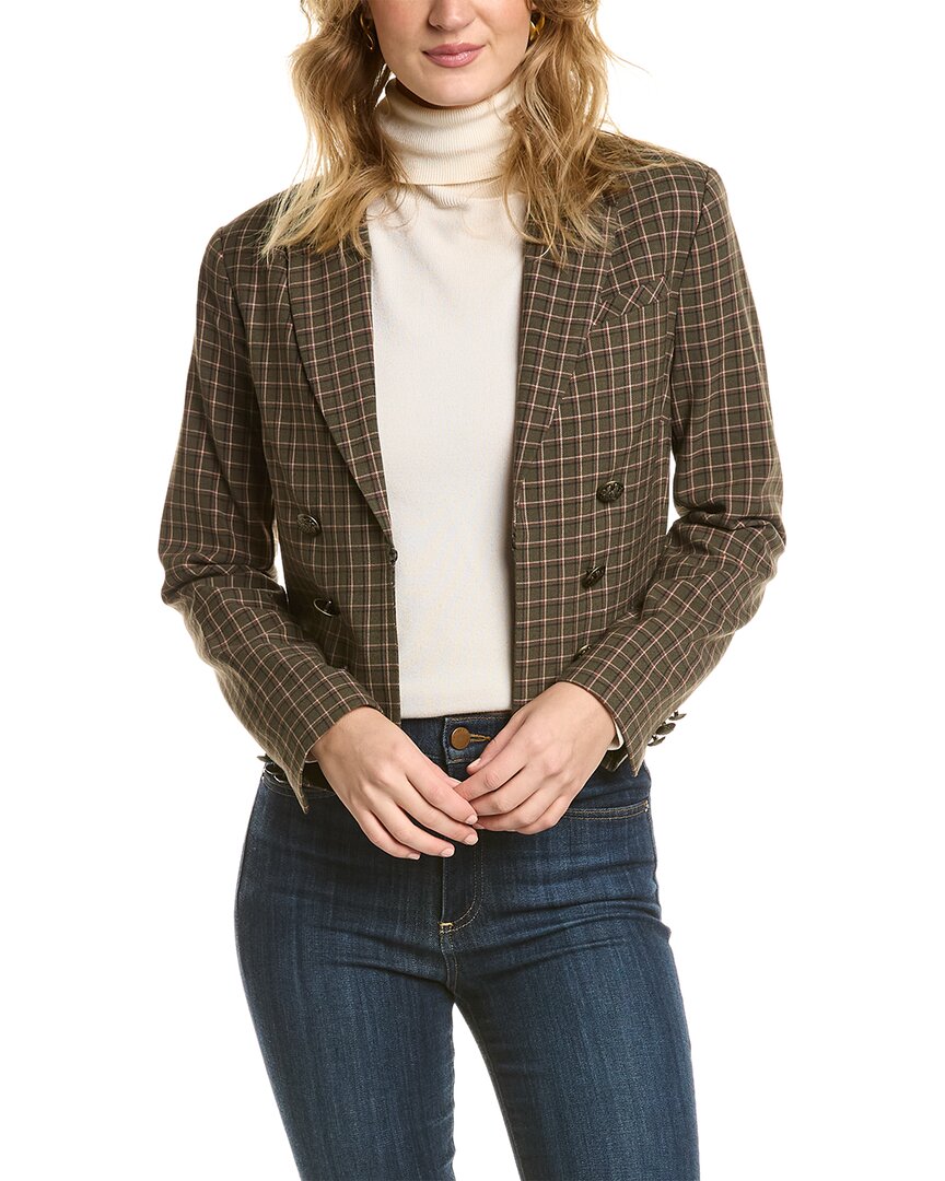 Shop Vince Camuto Double-breasted Blazer In Green