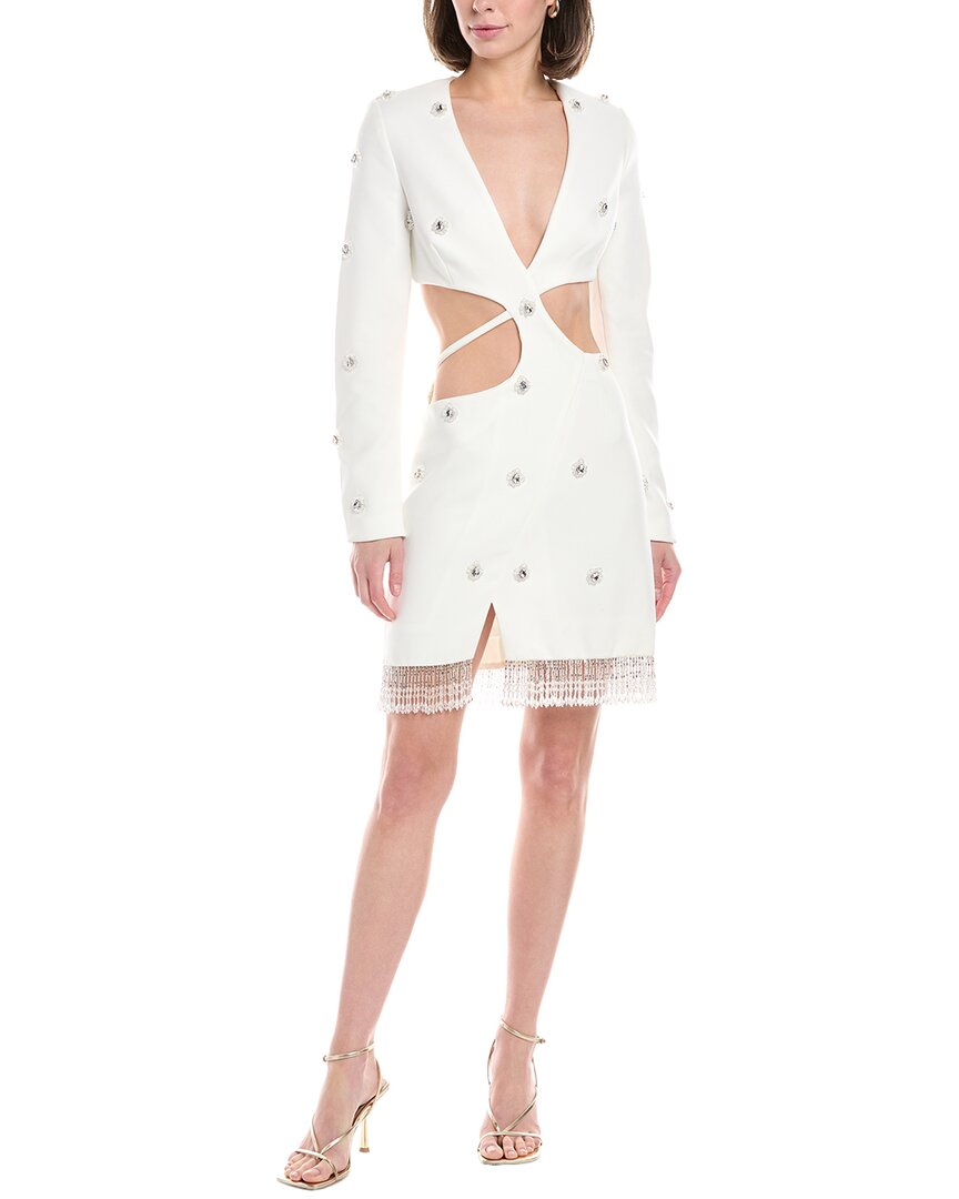 Patbo Hand-beaded Cutout Mini Dress In White