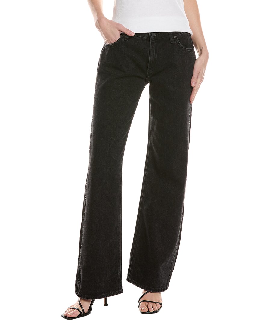 Shop Hudson Jeans Kelli Low-rise Embellished Black Loose Straight Jean