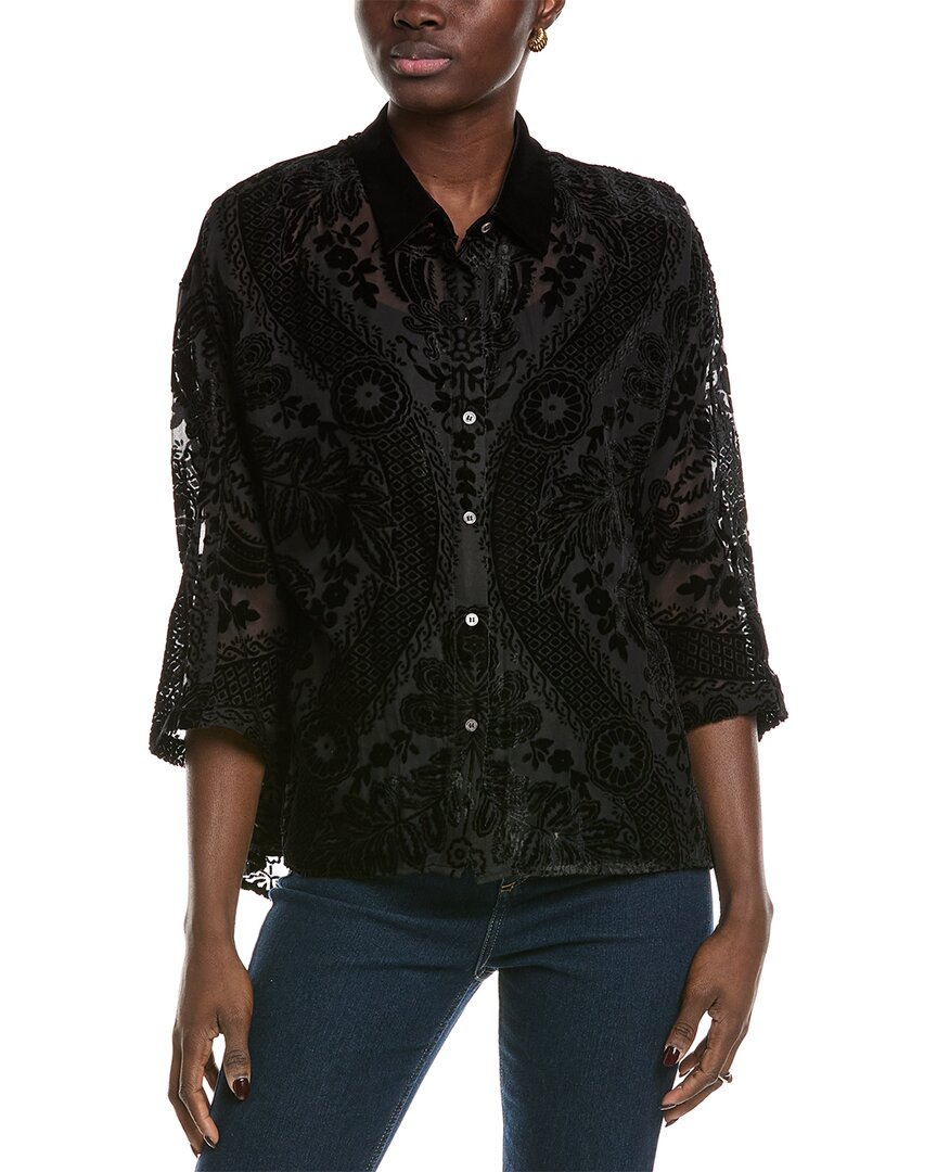 Vince Camuto Velvet Burnout Blouse In Black