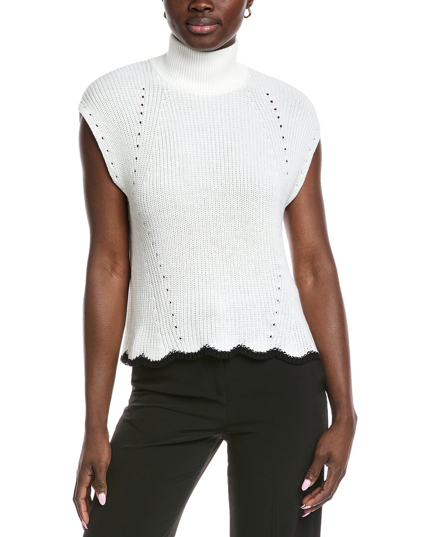 Autumn Cashmere Scallop Edge Sweater In White