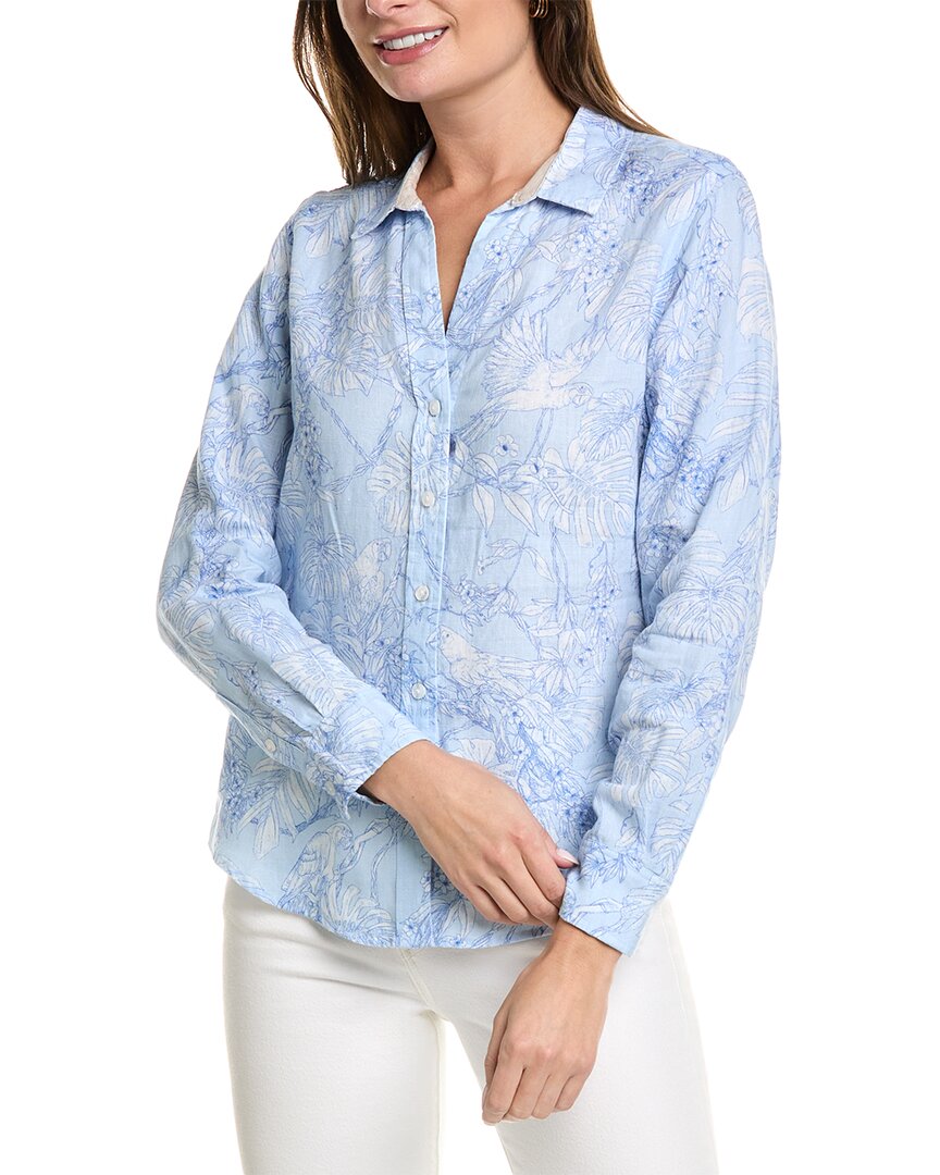 Tommy Bahama Totally Toile Linen Shirt In Blue