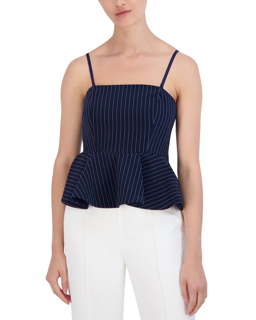 BCBGENERATION BCBG NEW YORK PINSTRIPE PEPLUM SLEEVE TOP
