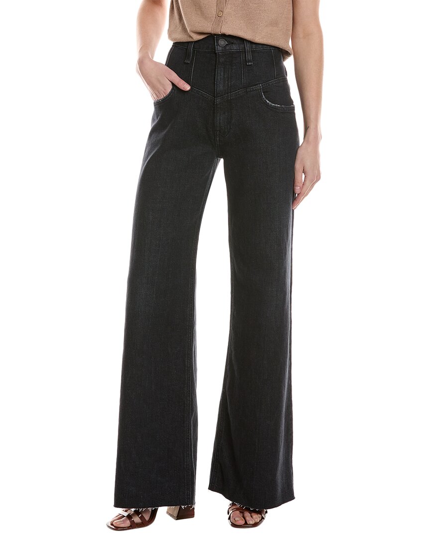 Hudson Jeans Jodie Seamed Front Yoke Milano Noir Wide Leg Jean In Black