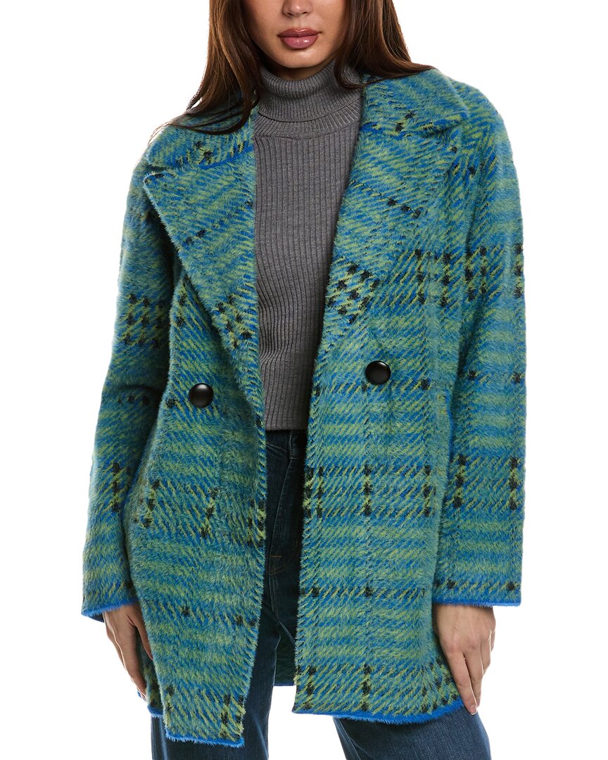 Nvlt Bold Check Coatigan In Blue