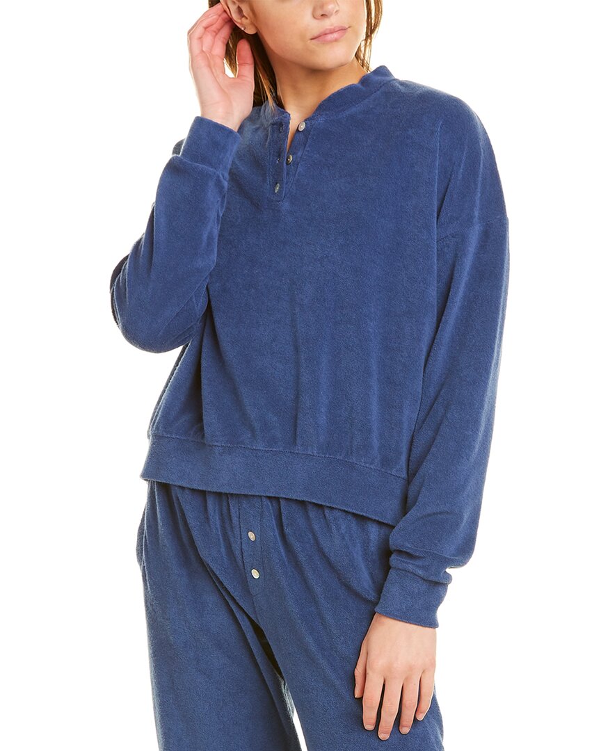 Shop Donni . Terry Henley Sweatshirt In Blue