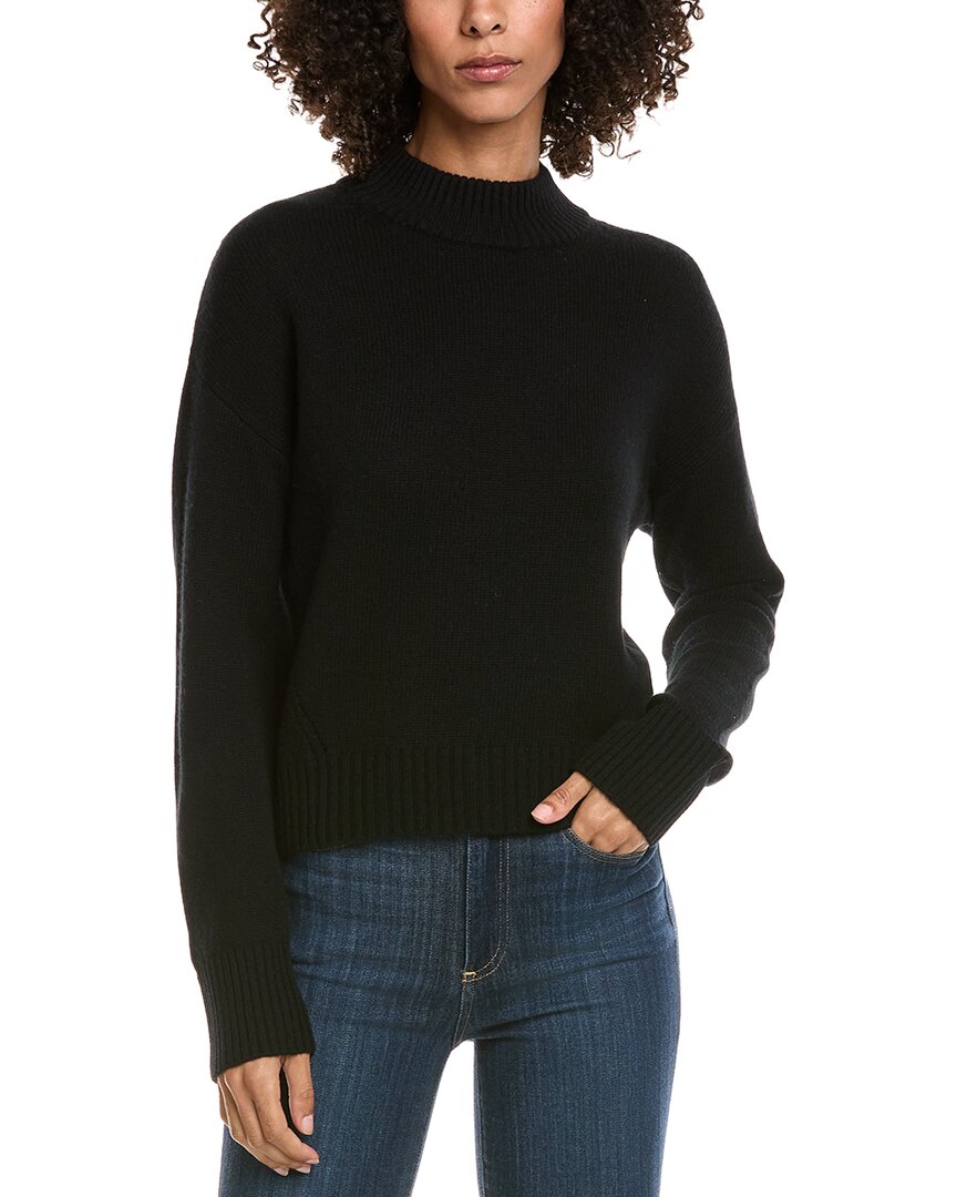 Incashmere Crop Mock Wool & Cashmere-blend Sweater In Black