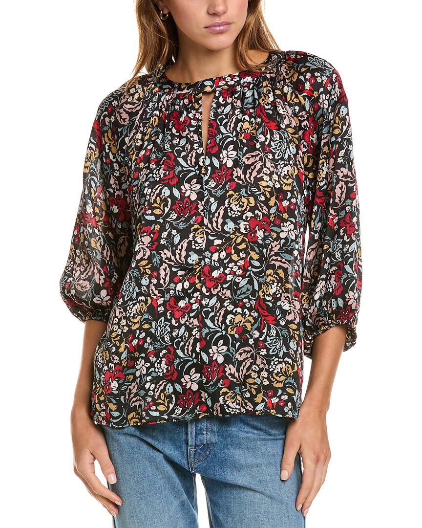 Shop Vince Camuto Keyhole Blouse In Black