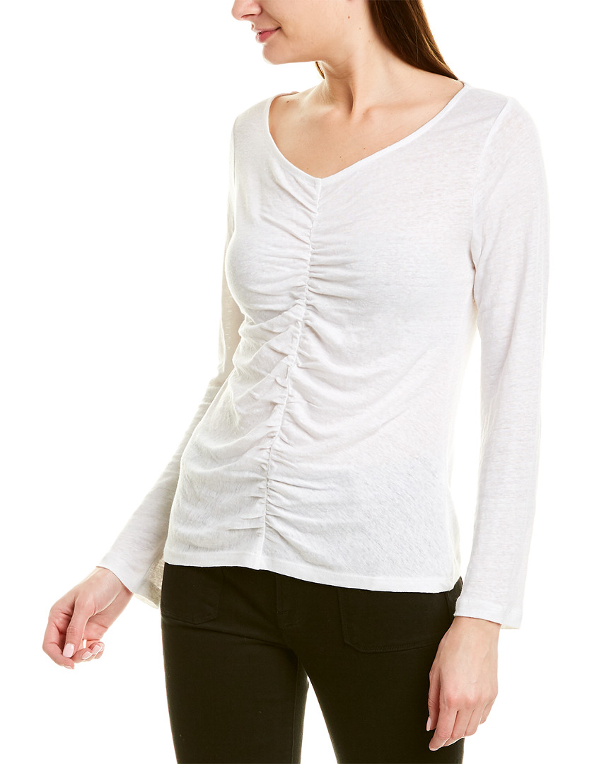 Image of FRAME Denim Shirred Linen Top