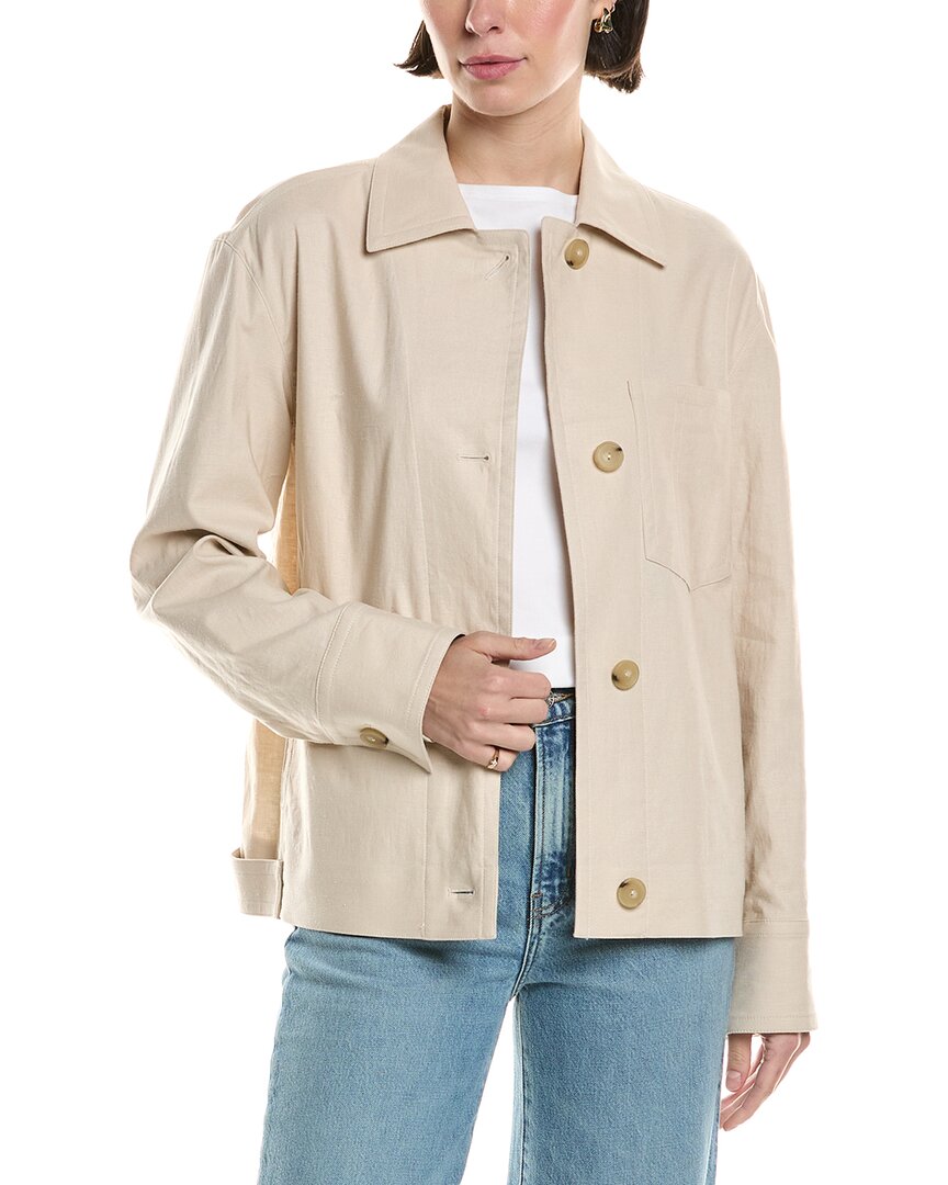 Vince Linen-blend Jacket In Neutral