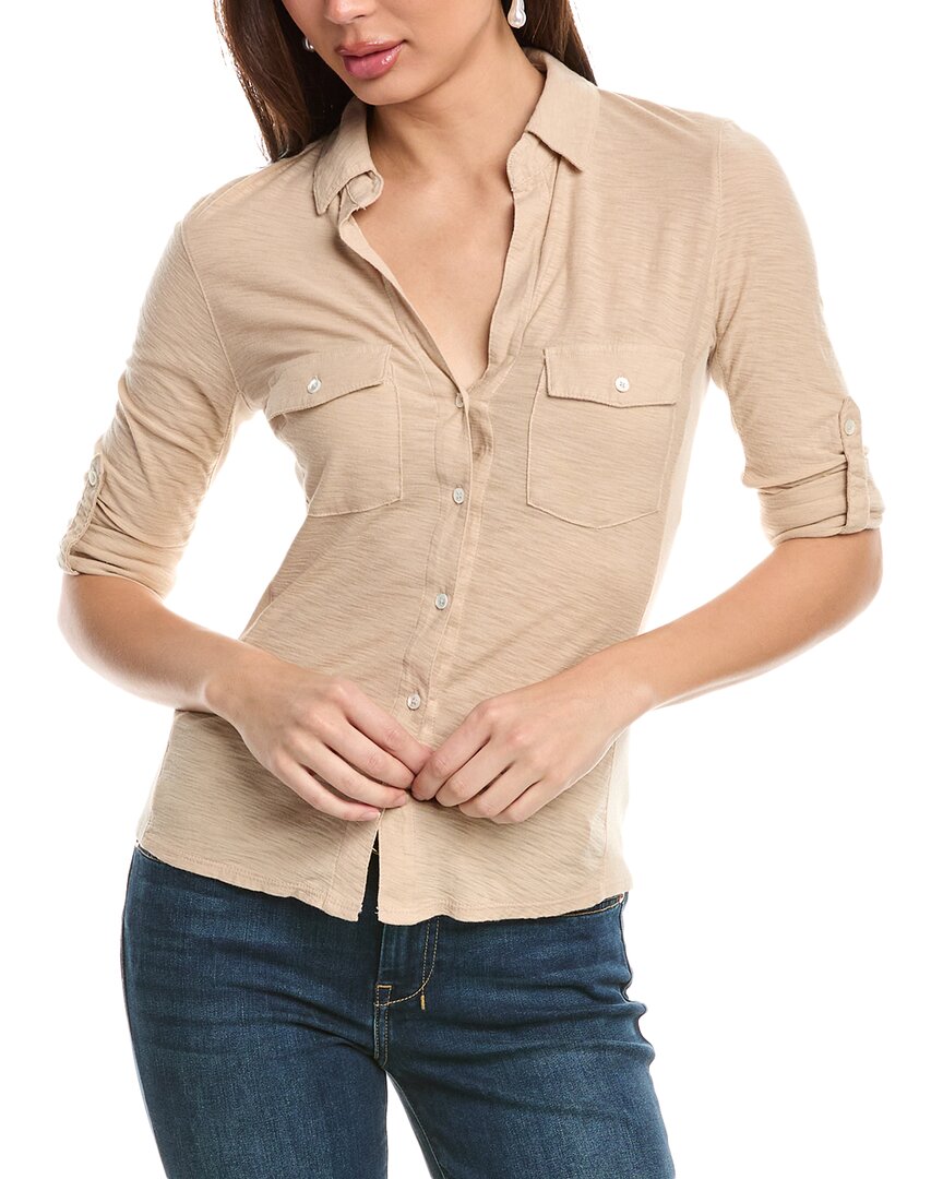 James Perse Contrast Panel Shirt In Orange