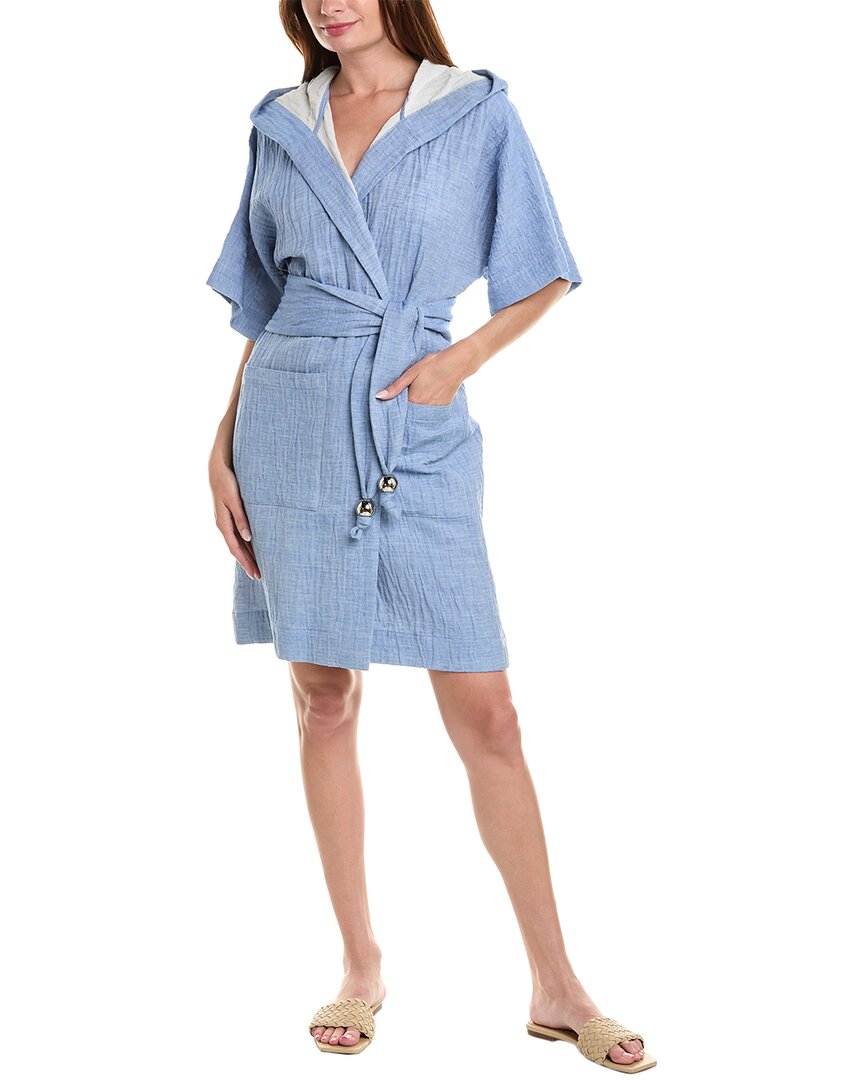 Lisa Marie Fernandez Hooded Linen-blend Duster In Blue