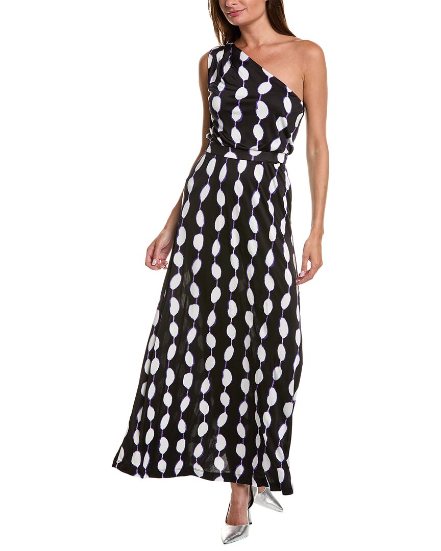 Diane Von Furstenberg Kiera One-shoulder Printed Jersey Maxi Dress In Black