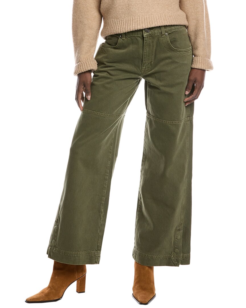 Shop Free People Benji Relaxed Wide Leg Pant In Green