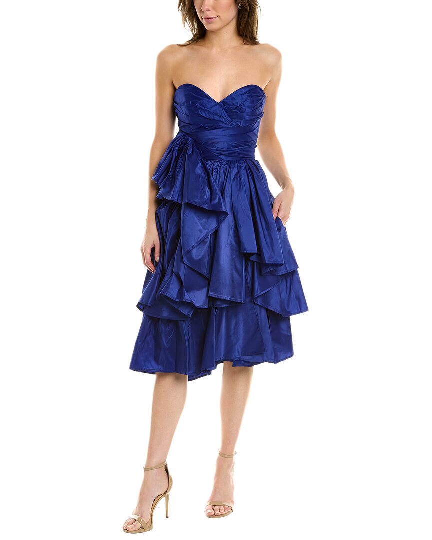 Shop Carolina Herrera Sweetheart Silk Cocktail Dress In Blue