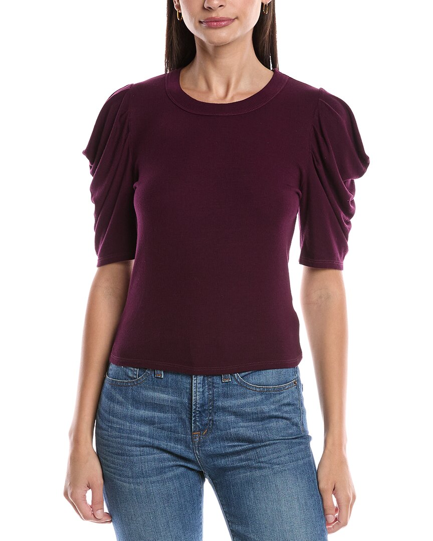Michael Stars Andrea Pleated Sleeve Top In Purple