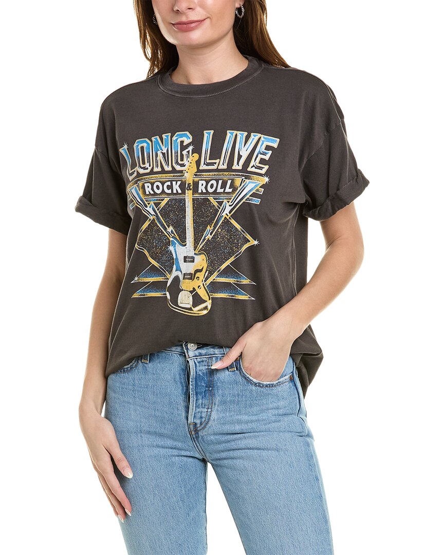 Shop Girl Dangerous Long Live Rock & Roll T-shirt In Black