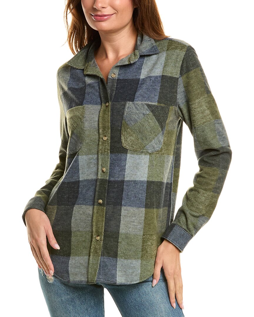 Beachlunchlounge Button Front Shirt Jacket In Green