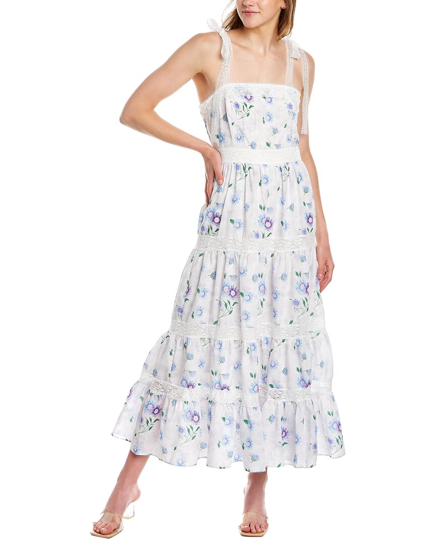 Beulah Tiered Midi Dress In Blue