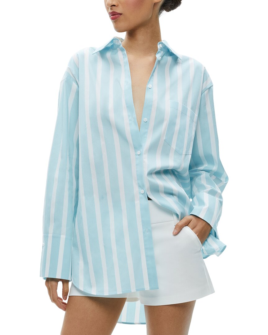 Alice And Olivia Finely Cropped Oversized Button Down Shirt