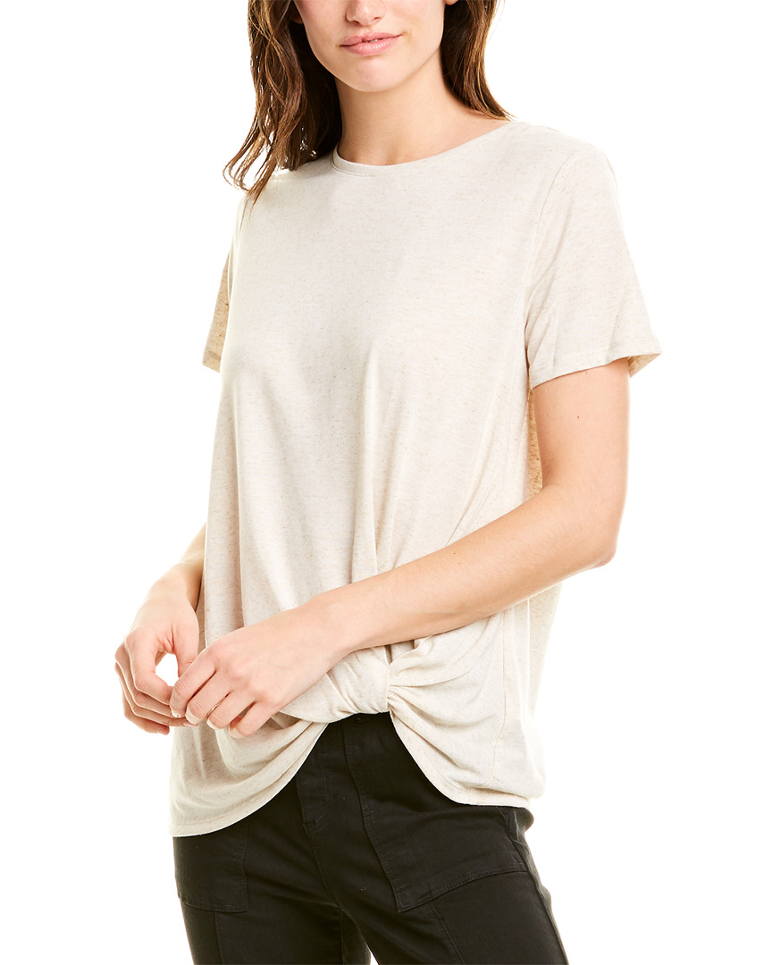 Image of Vince Camuto Knot-Front Linen-Blend Top