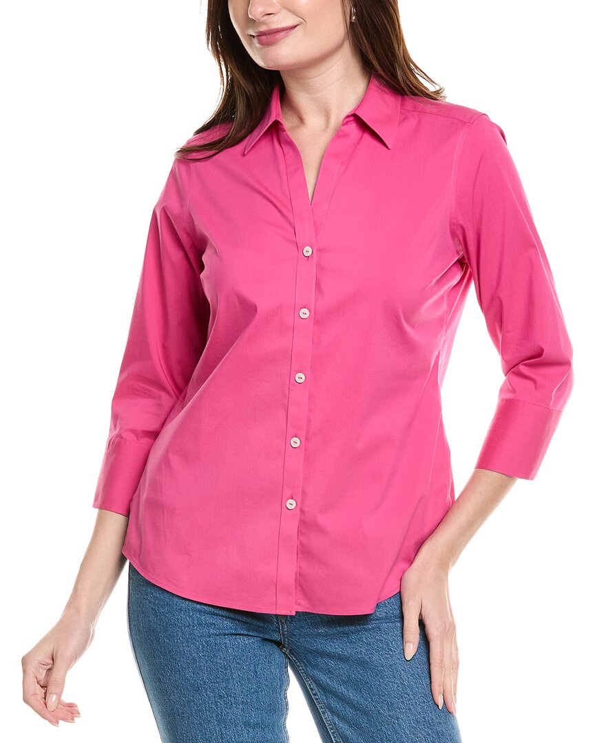 Foxcroft Scarlett Long Sleeved Matte Sateen Shirt In Pink