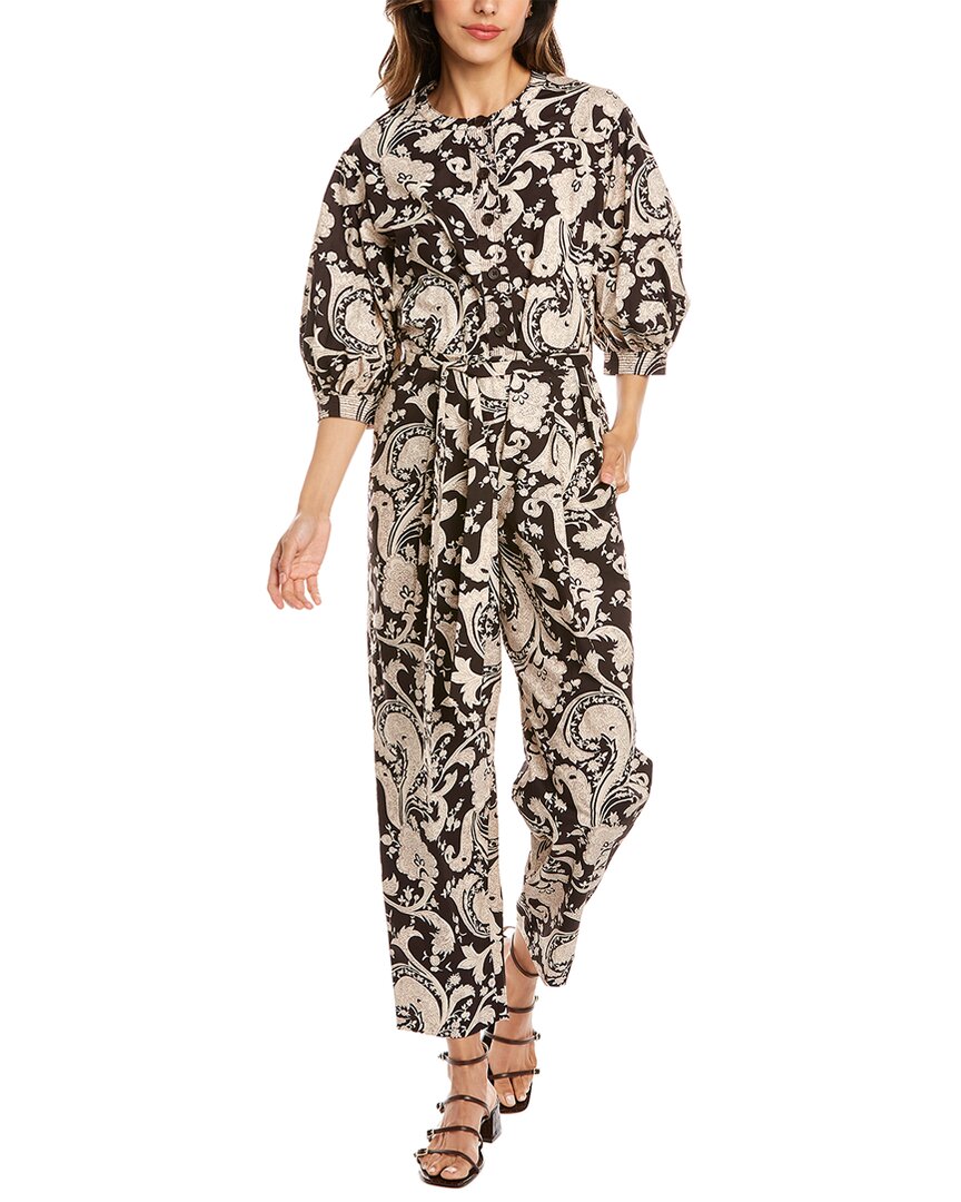 Rebecca Taylor Paisley Printed Self-tie Jumpsuit In Brown