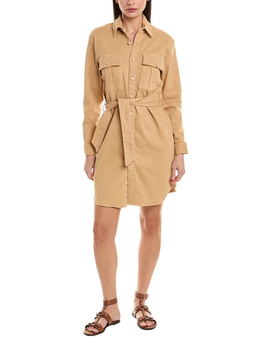 Mother The Cadet Belted Cotton-blend Minidress In Brown