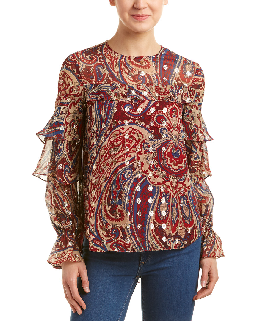 Image of Haute Hippie Ruffle Silk-Blend Blouse