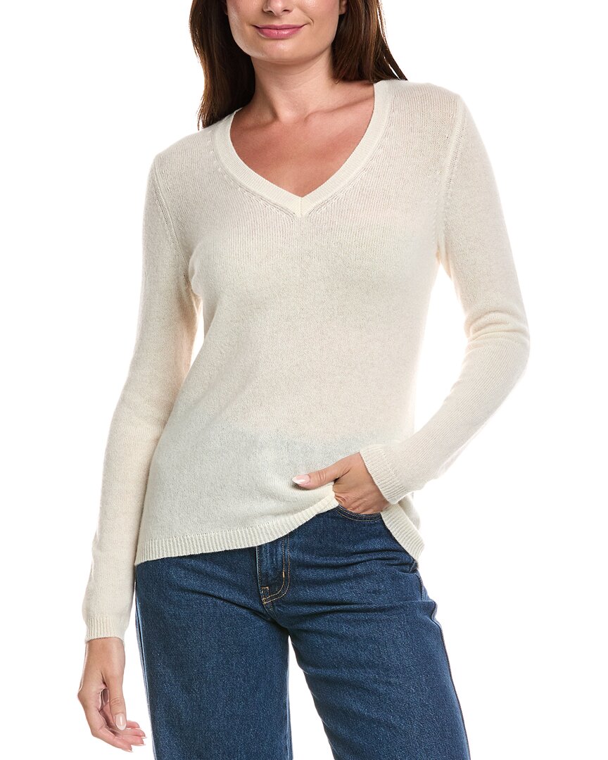 Forte Cashmere V-neck Cashmere Sweater In White