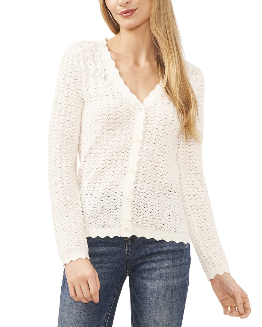 Shop Cece V Neck Pointelle Knit Cardigan