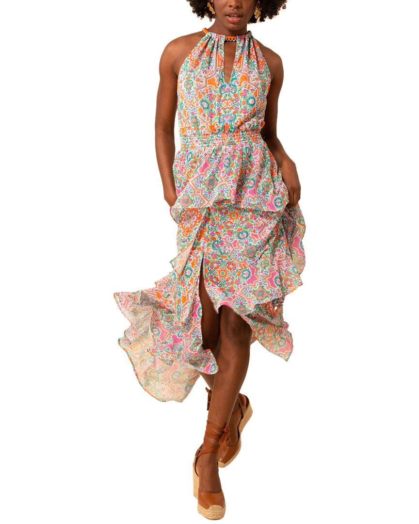 Hale Bob Jordan Tiered Halter Maxi Dress In Orange