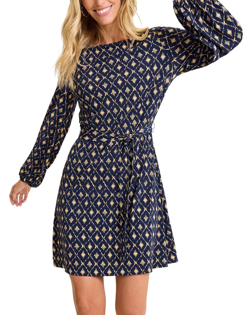 Tommy Bahama Diamond Cay Tie Belt Long Sleeve Stretch Minidress In Blue