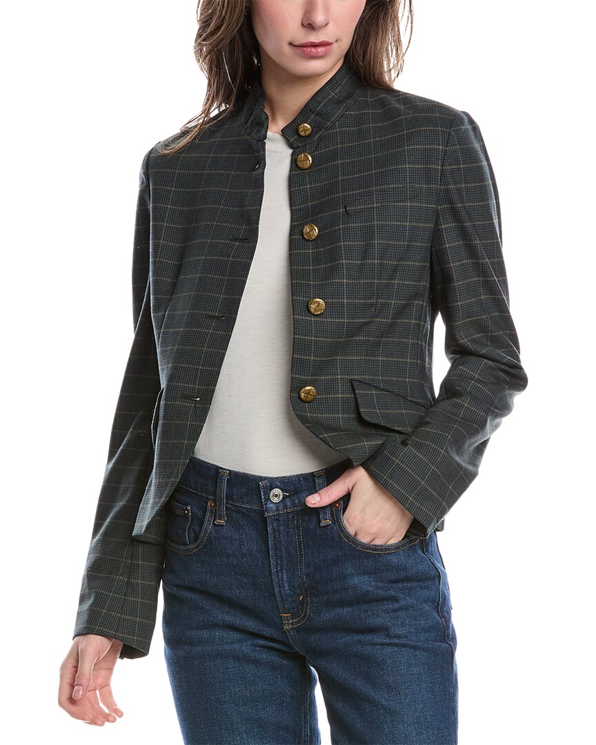 Rag & Bone Slade Cropped Plaid Wool-blend Blazer In Green