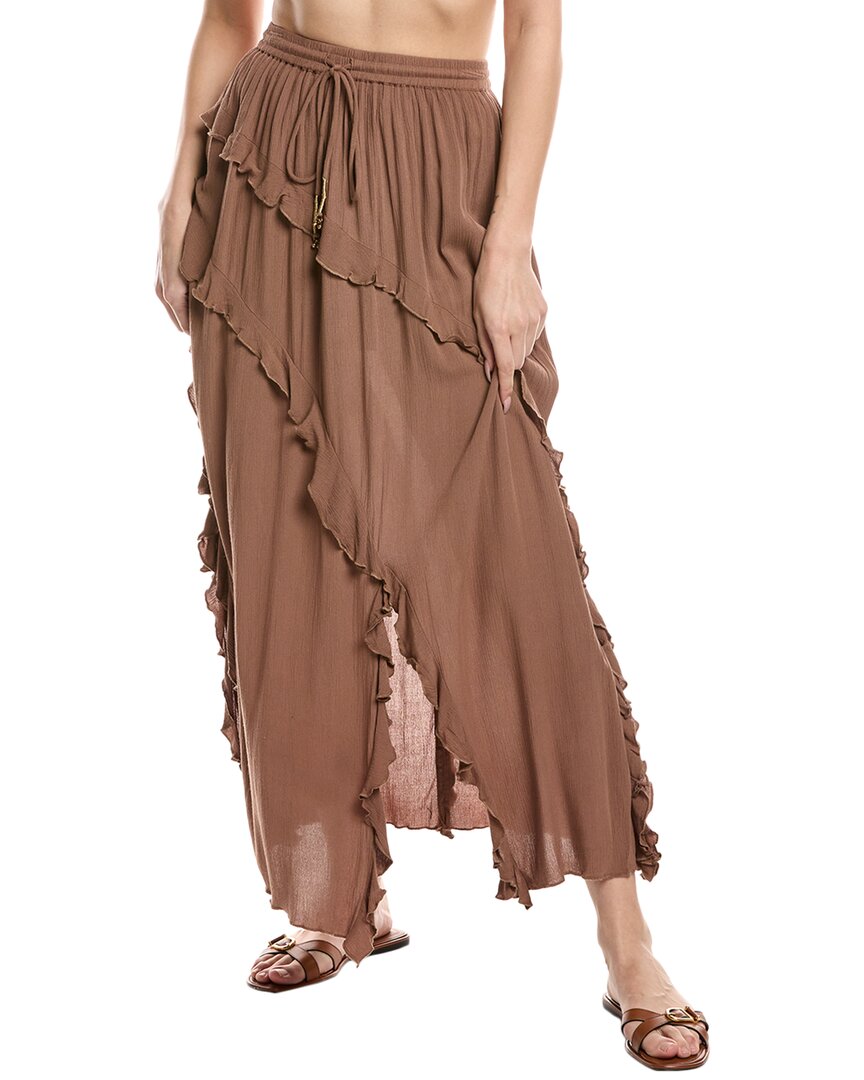 Shop Vintage Havana Crinkle Ruffle Maxi Skirt