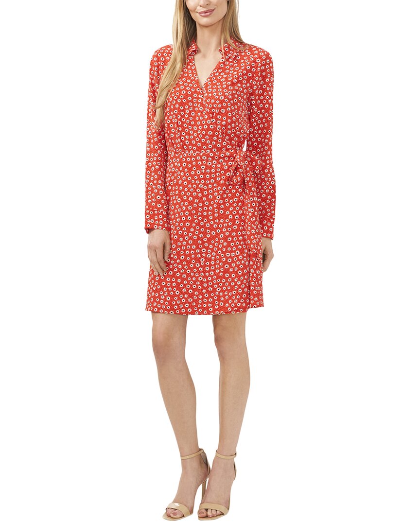Cece Floral Long Sleeve Faux Wrap Shirtdress