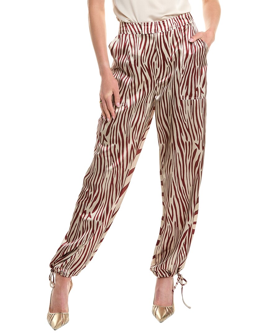 Nicholas Nori Ankle-cuff Silk Pants In Red