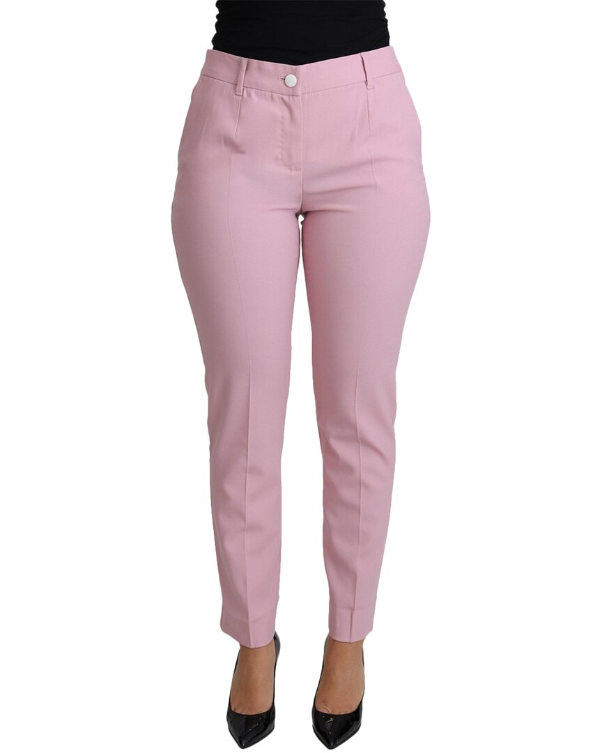 Shop Dolce & Gabbana Pink Virgin Wool Stretch Tapered T