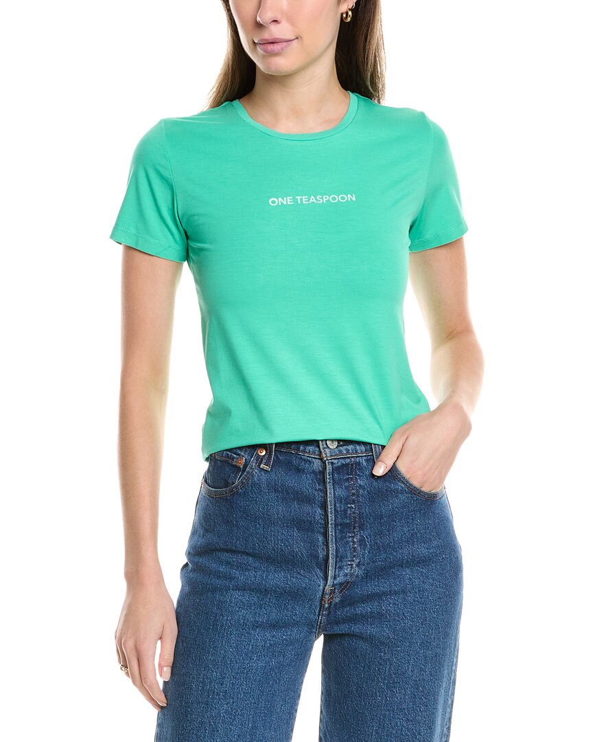 One Teaspoon Fitted Logo T-shirt In Green