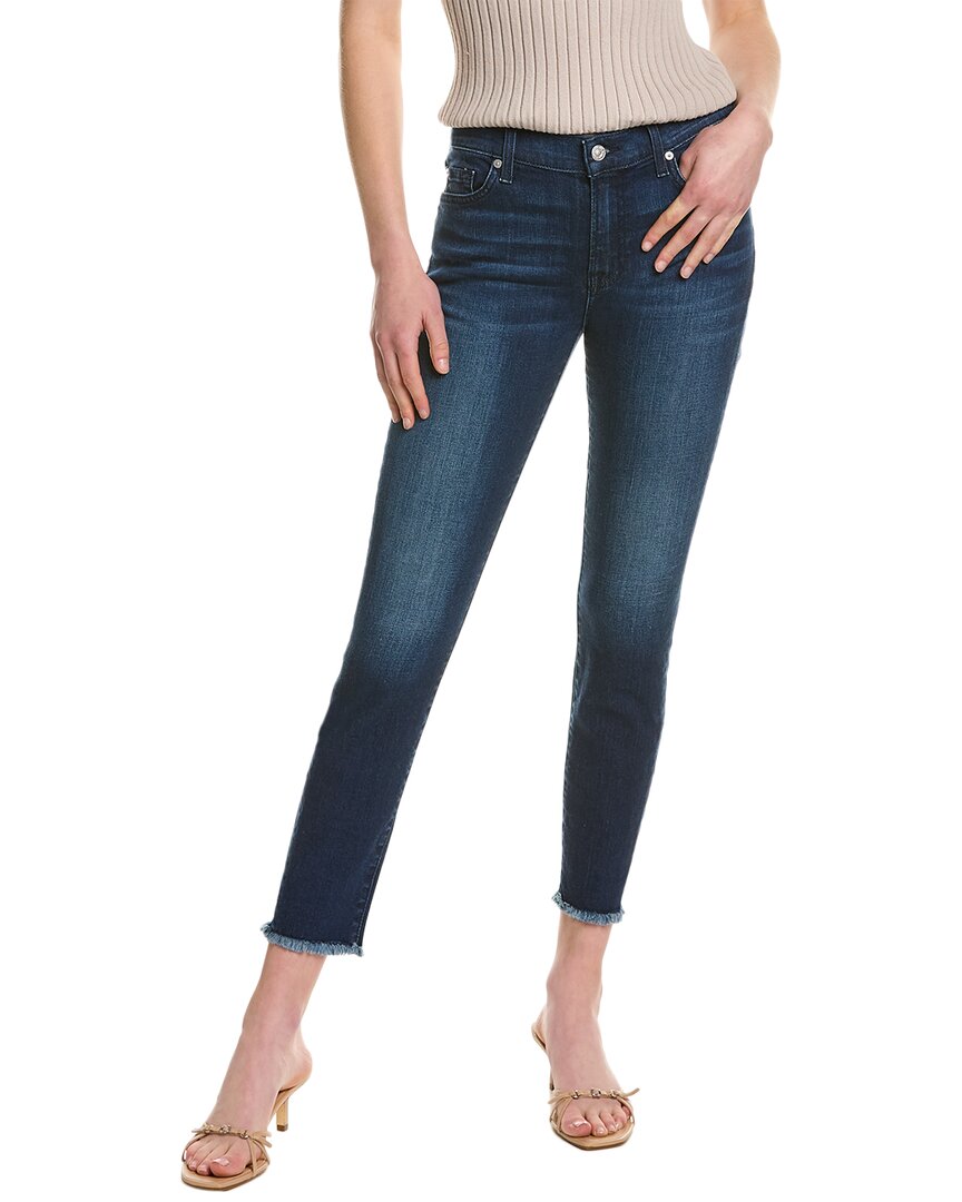 Shop 7 For All Mankind The Ankle Dark Indigo Skinny Jean In Blue