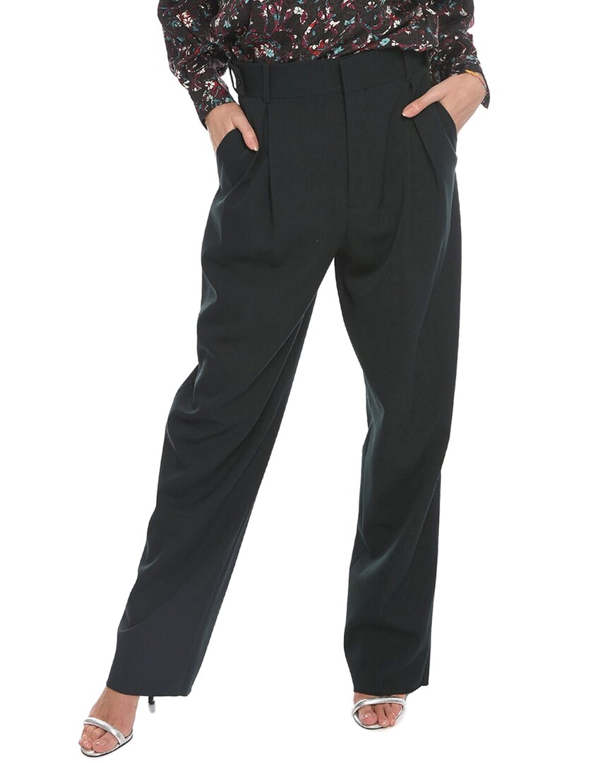 Bottega Veneta Gros-grain Wool Tailored Pants With Single Pleat In Green