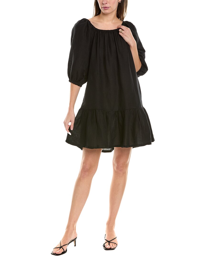 Tommy Bahama St. Lucia Tiered Linen-blend Cover-up Dress In Black
