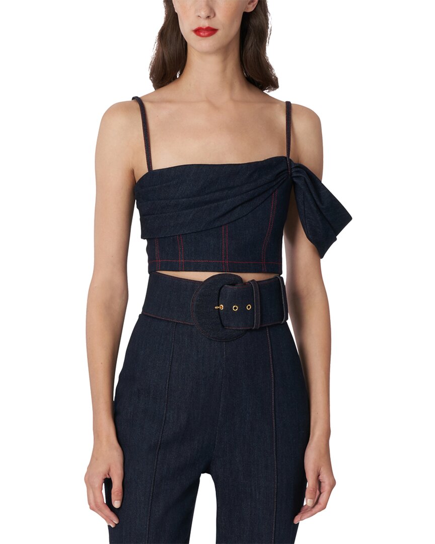 Shop Carolina Herrera One-shoulder Sash Corset Cropped Top