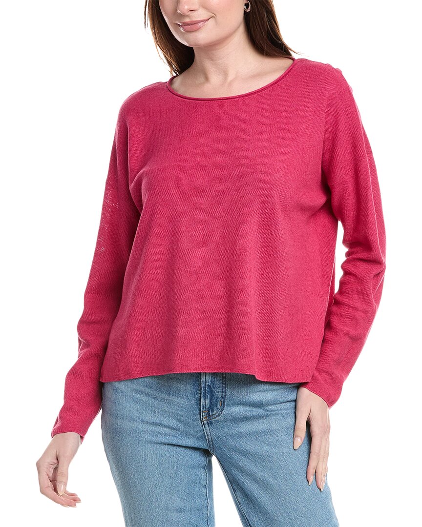 Eileen Fisher Scoop-neck Organic Linen-cotton Blouse In Pink